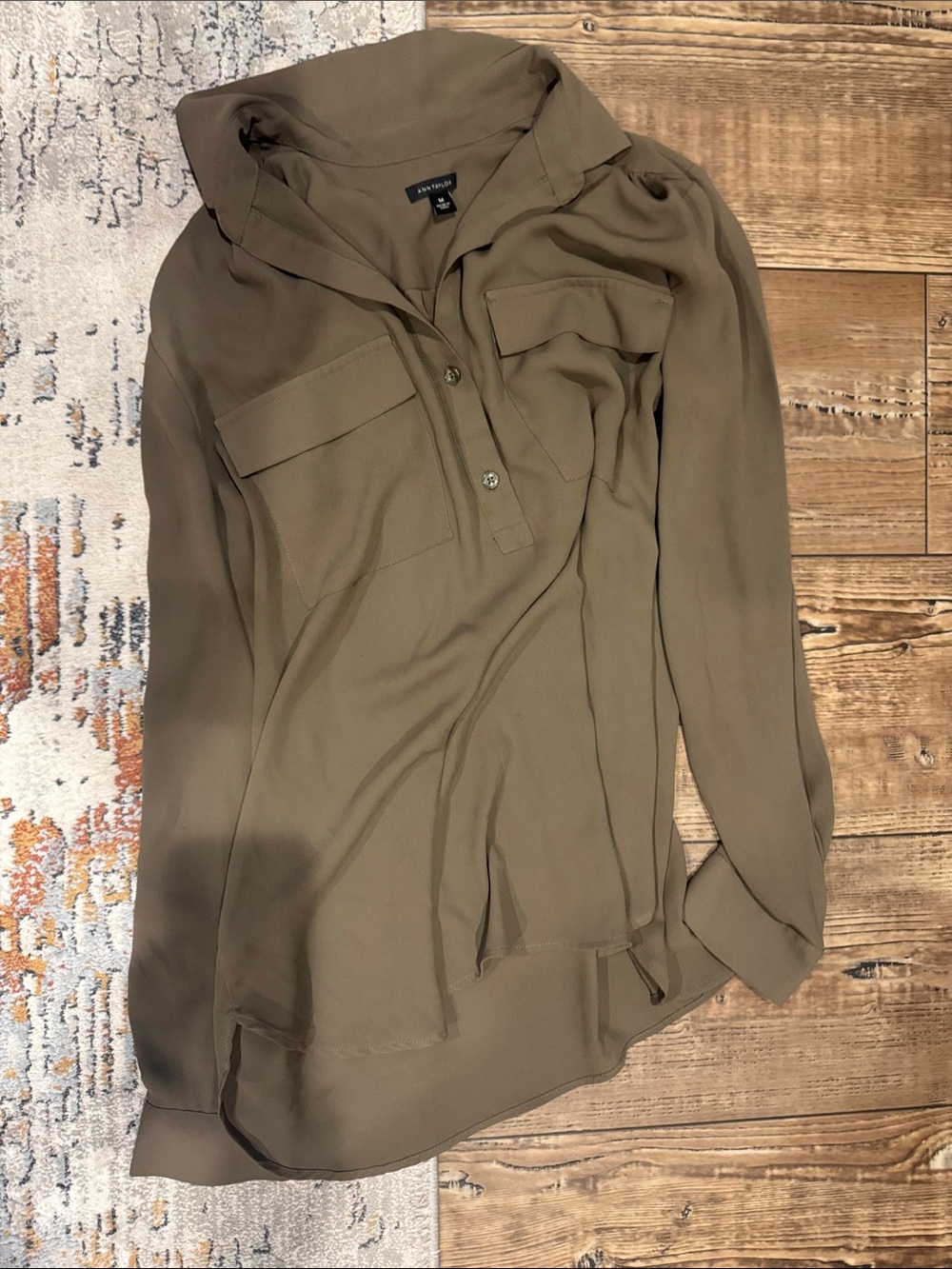 Partial Button-Front Utility Blouse